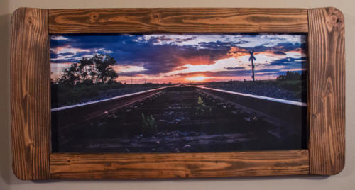 Railroad Tracks Sunset Large Framed-1976