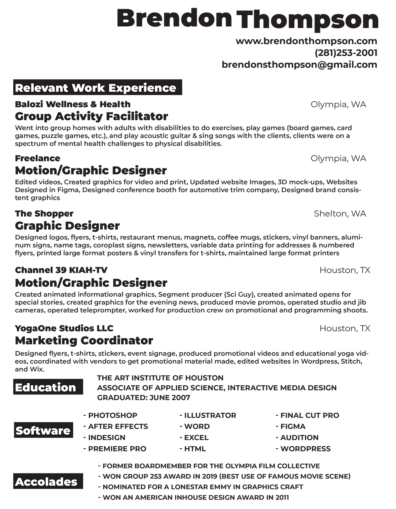 Brendon Thompson Digital Resume